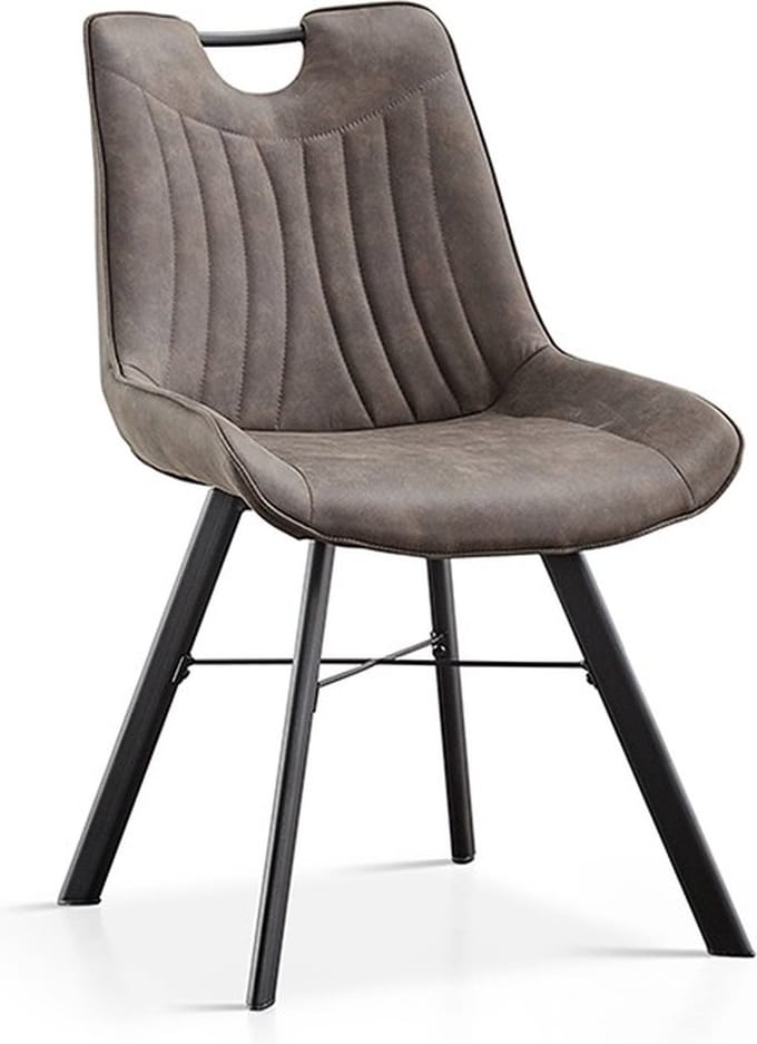 Interiax Eetkamerstoel Ida Micro Fiber PU Donkergrijs