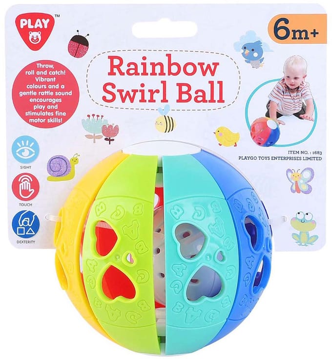 Play Regenboog speelbal met ratelgeluid voor baby's en peuters.
