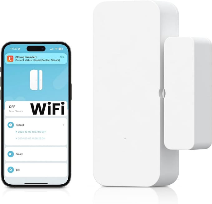 Slimme Wifi Deur- en Raamsensor met Alarm | Compatibel met Alexa en Google Assistant