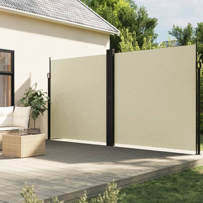 vidaXL - Windscherm - uittrekbaar - 200x1000 - cm - crèmekleurig