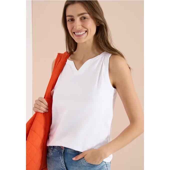 Top met gespleten hals in effen kleur