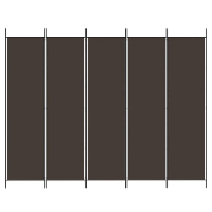 vidaXL - Kamerscherm - met - 5 - panelen - 250x200 - cm - stof - bruin