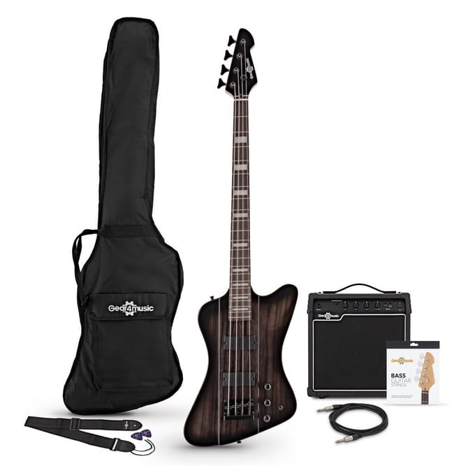 Harlem Z Basgitaar + 15 W Versterkerpakket, Trans Black