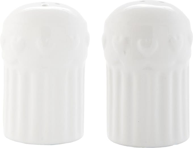 Peper en zout set 2 delig van wit keramiek, afmeting 5x7 cm