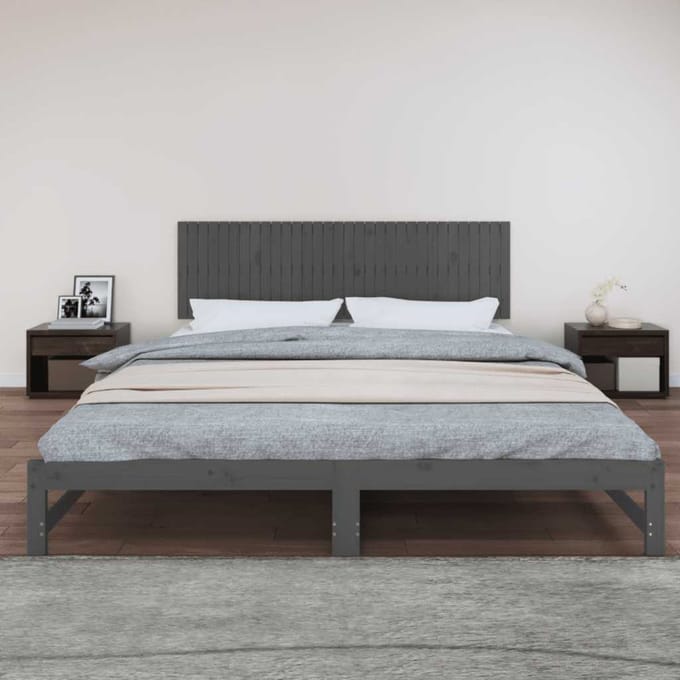 vidaXL - Wandhoofdbord - 204x3x60 - cm - massief - grenenhout - grijs