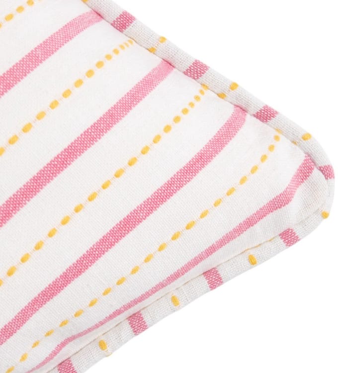 Vivino Kussen strepen wit roze geel 45x45cm