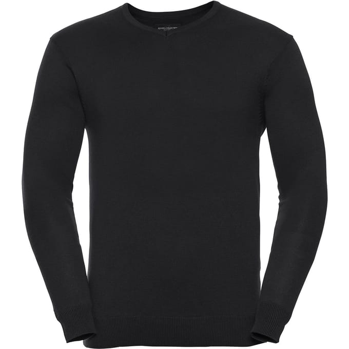 Russell Collection Heren Gebreid V Hals Sweatshirt (Zwart)