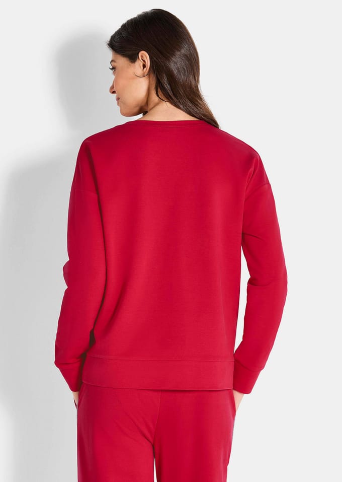 Sweatshirt met elegant borduursel - rood - Gr. 52 van Goldner Fashion