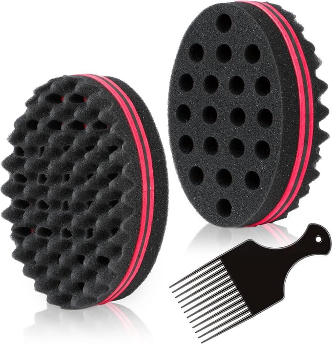 Grote Gaten Spons voor Haar - Magische Spons Borstel voor Krullen met Gratis Haar Pick Kam (2 pack)