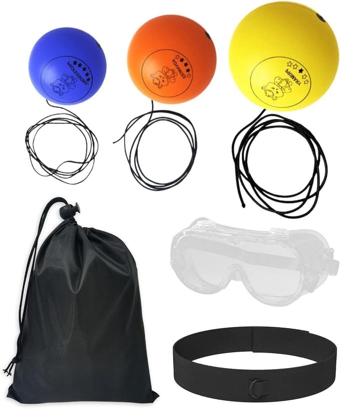 Boksreflex Trainer - Trainingsbal - Verbeter Coördinatie - Verstelbare Hoofdband - 3 Ballen - Multicolor