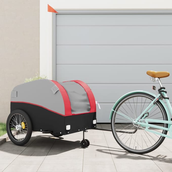 vidaXL - Fietstrailer - 45 - kg - ijzer - zwart - en - rood