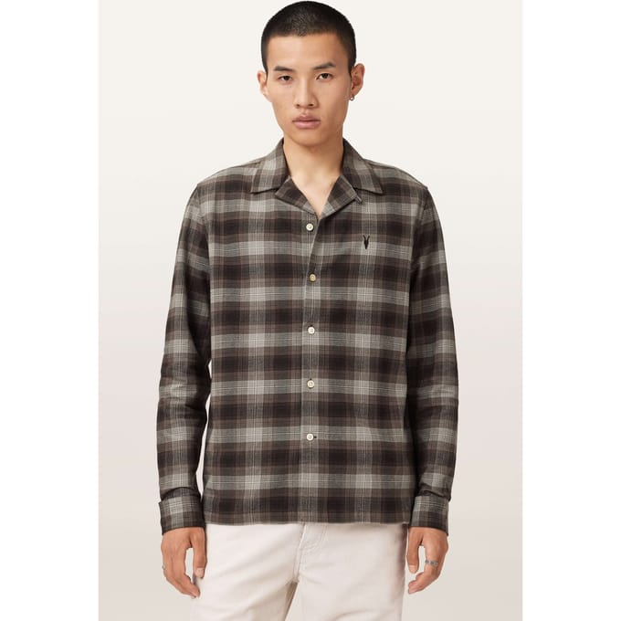 AllSaints Iniko Ls Shirt Mole Brown Größe: M | Casual hemden Outlet | Herren | Braun