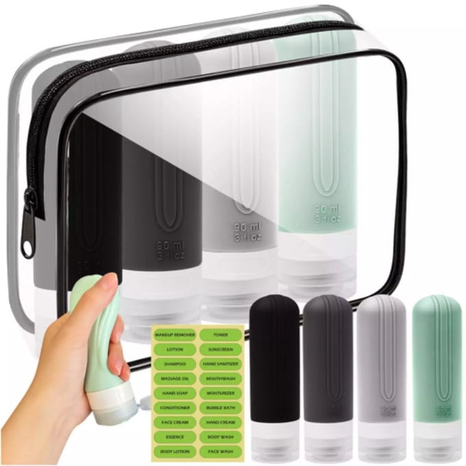 Trizand travel cosmetic bag – navulbare reisflesjes + transparant toilettasje