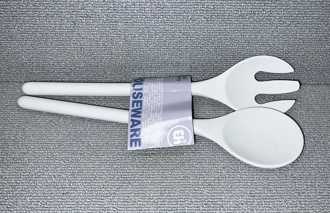 Excellent Houseware - Salade Bestek - Slabestek - Sla Bestek - Melamine - Ecru