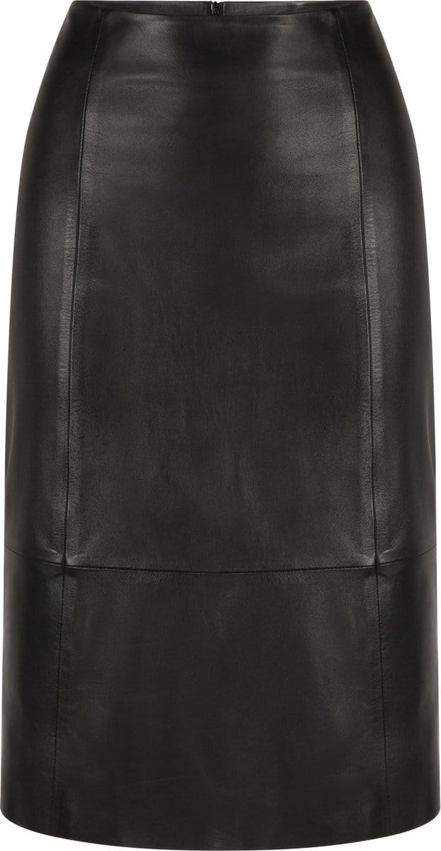 AMARI LANGE LEREN ROK - ZWART - MAAT S (36)