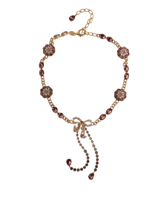 Kristallen Versierde Ketting met Strik Hanger