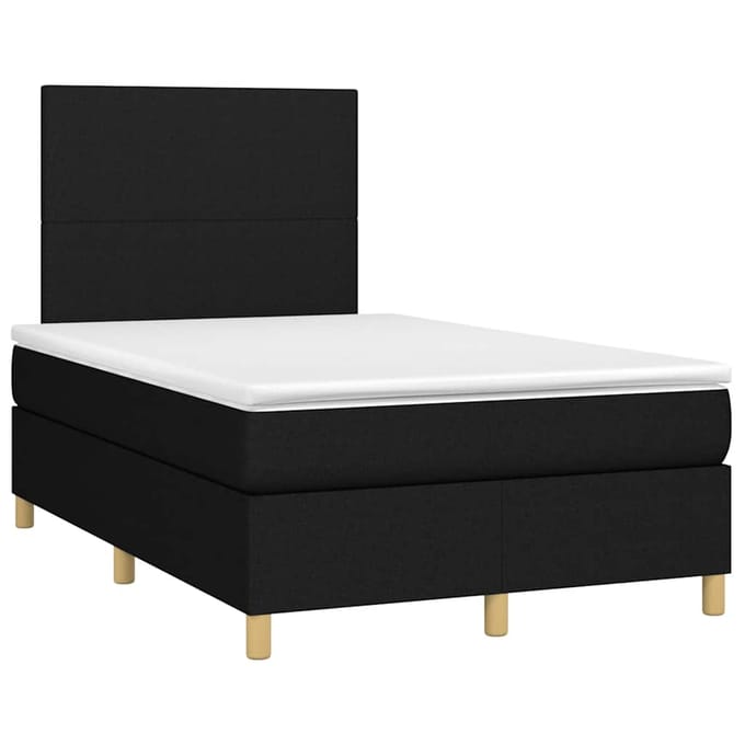 vidaXL - Boxspring - met - matras - en - LED - stof - zwart - 120x200 - cm