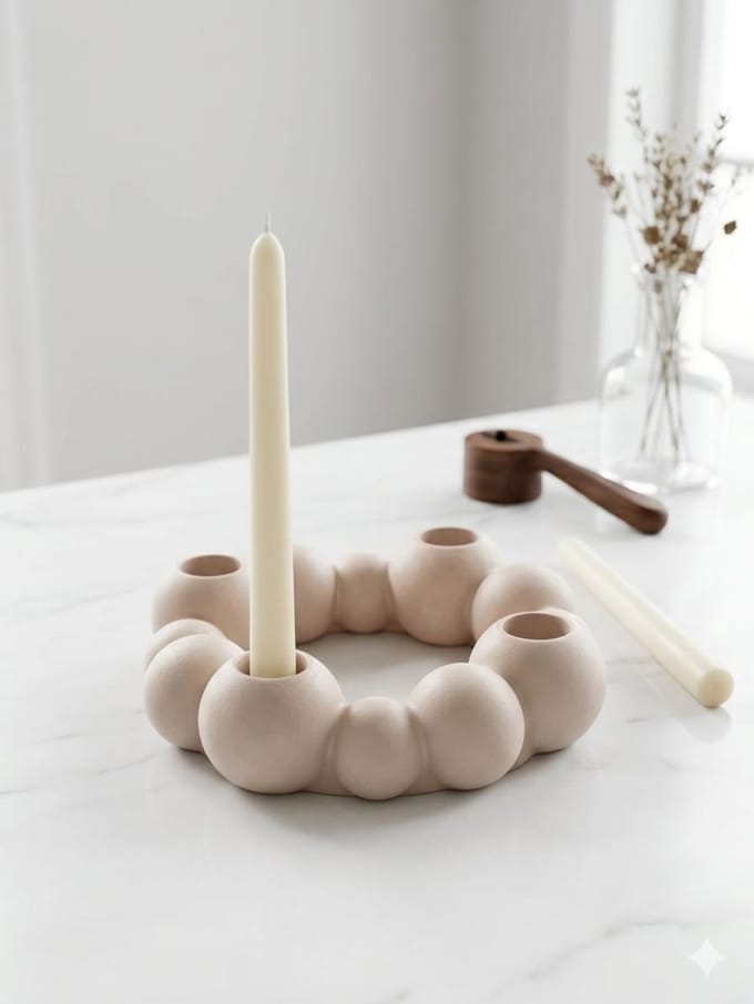 Luxe Keramische Kaarsenhouder - Wreath Bubble - Boho Interieur Decoratie