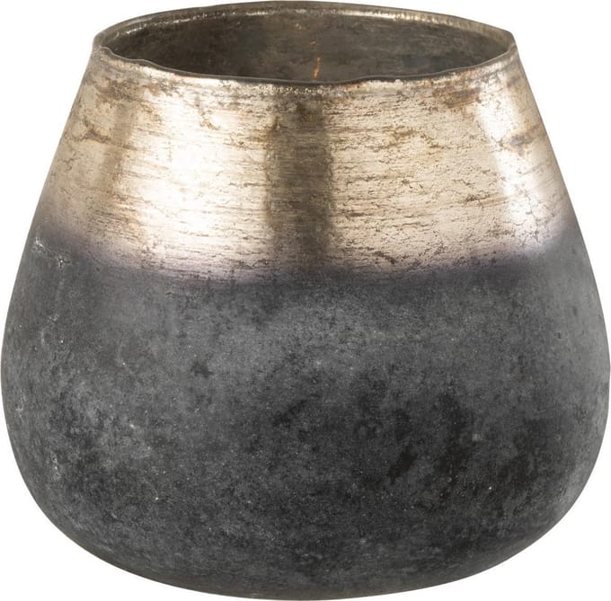J-Line Windlicht Antique Conisch Glas Blauw/Grijs