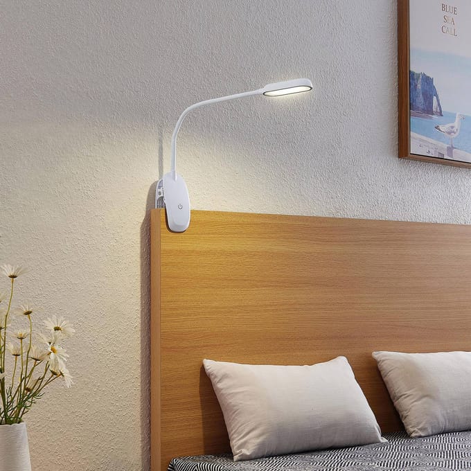 PRIOS - Klemlamp- met dimmer - 1licht - ABS, polycarbonaat - H: 51 cm - wit - Inclusief lichtbron