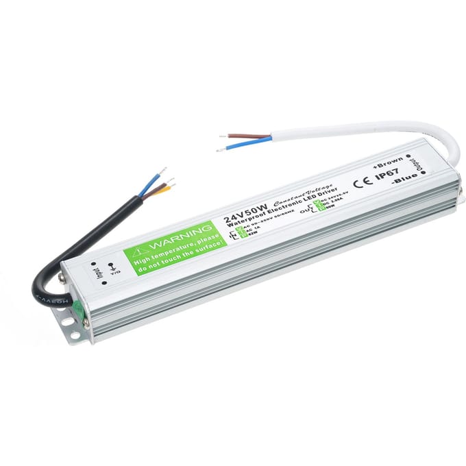 IP67 Waterdichte LED Driver Schakelende Voeding Transformator Adapter AC 90V-250V naar DC 24V 50W 24V 50W zilver
