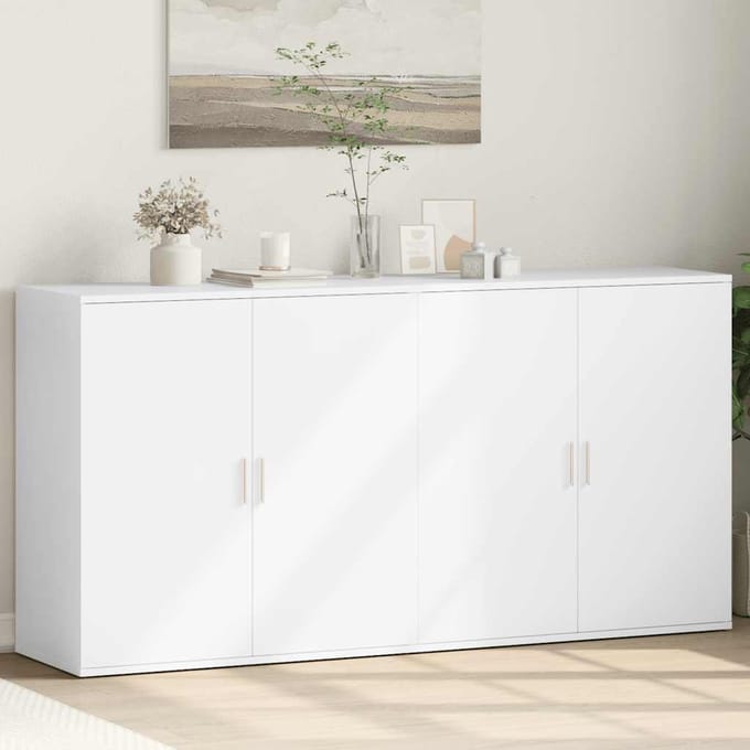 vidaXL - Dressoirs - 2 - st - 79x38x80 - cm - bewerkt - hout - wit