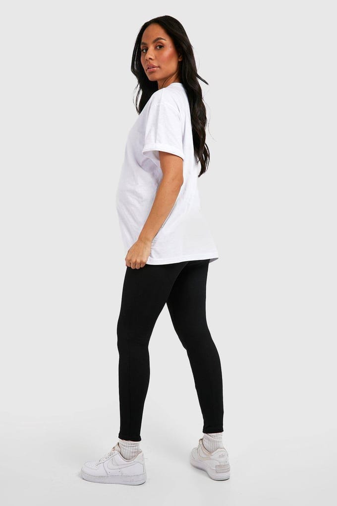 boohoo Dames Maternity Ribbed Over Bump Leggings | Zwart | Maat: 42