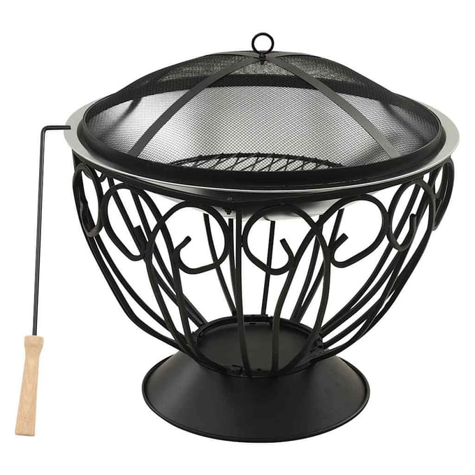 vidaXL - Vuurschaal - en - barbecue - 2-in-1 - met - pook - 59x59x60 - cm - rvs