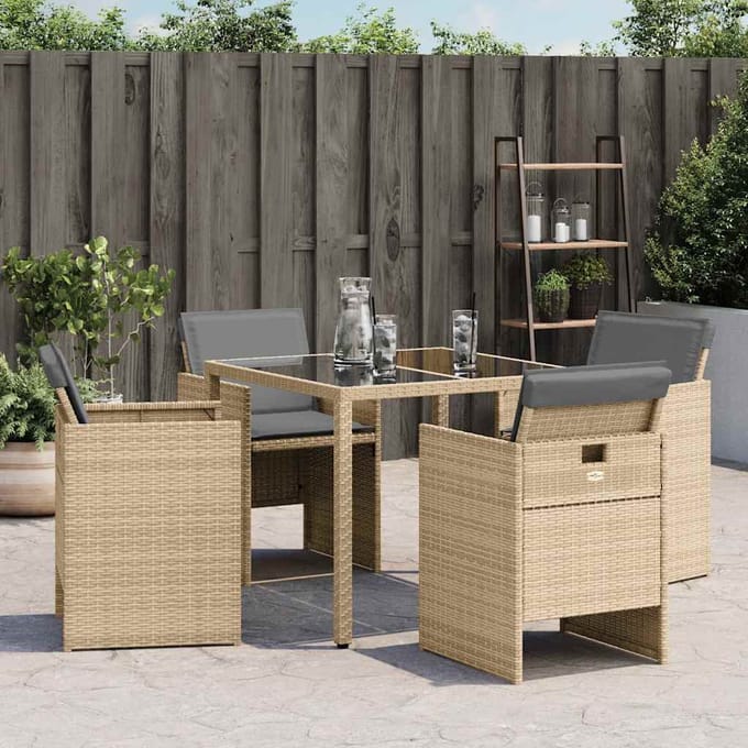vidaXL - Tuinstoelen - 4 - st - met - kussens - poly - rattan - gemengd - beige