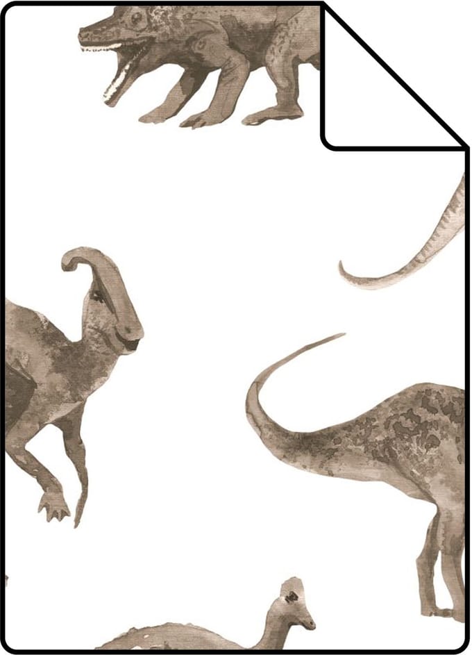 Proefstaal ESTAhome behang dinosaurussen donker beige - 26.5 x 21 cm - 131202-S