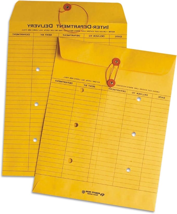 Interne Brievenbus - Routing Envelop - Kantoor Post - Herbruikbare Touwsluiting - 10x13 Inch - Bruin
