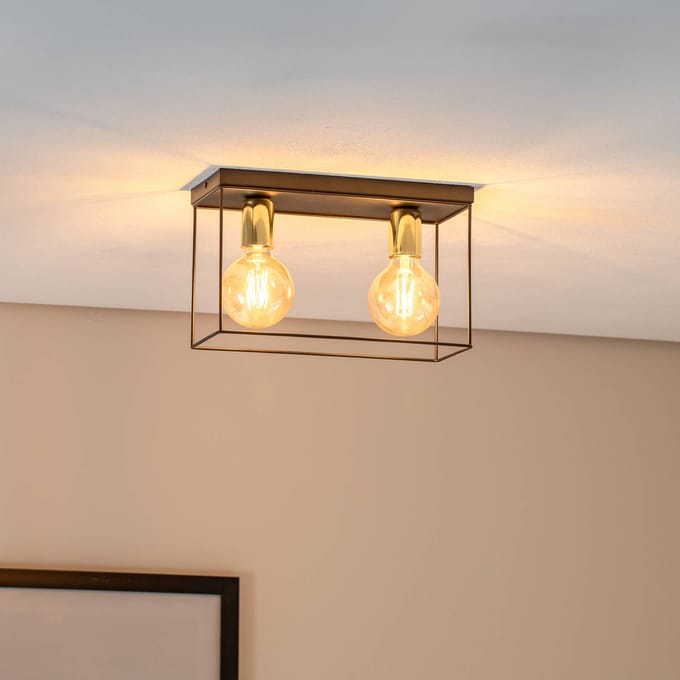 Luminex Plafondlamp Anna met metalen frame, 2-lamps