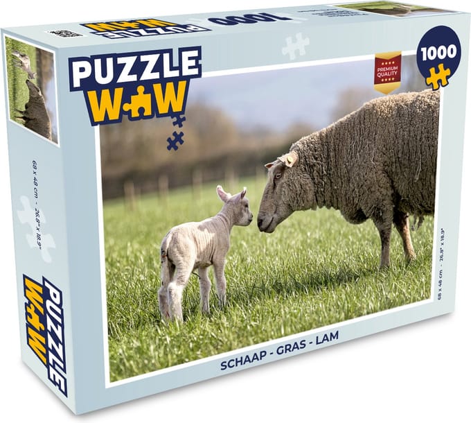 Puzzel Schaap - Gras - Lam - Legpuzzel - Puzzel 1000 stukjes volwassenen