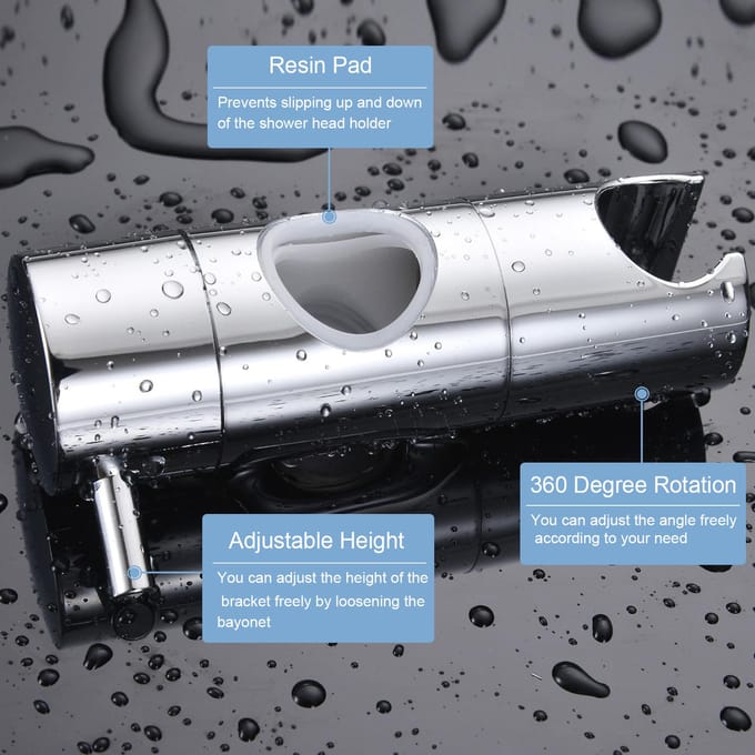 Verstelbare douchekophouder voor glijstang, railkopbeugelhouder, handdouchekophouder 22mm gray