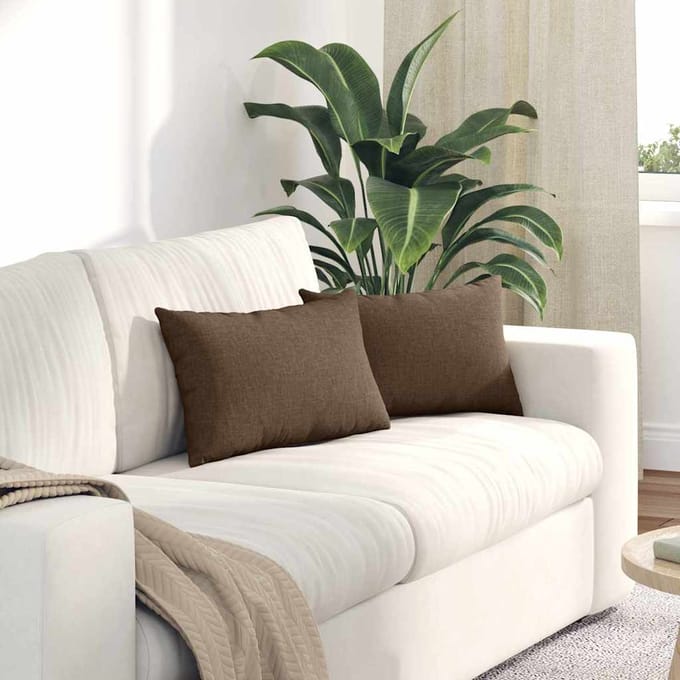 vidaXL Sofa Kussens 2 st Stof Bruin 50 x 30 cm