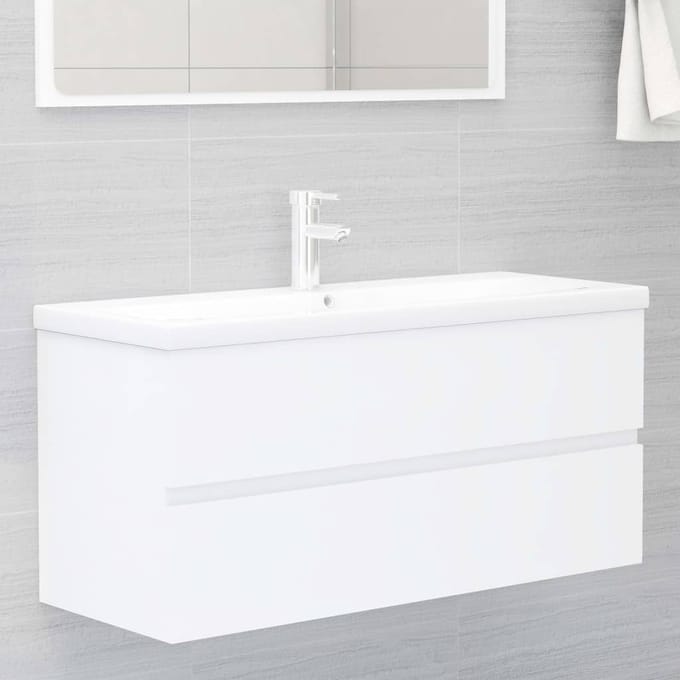 vidaXL - Wastafelkast - met - ingebouwde - wastafel - spaanplaat - wit