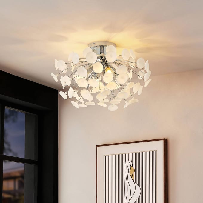 Lindby - plafondlamp - 4lichts - ijzer, kunststof - H: 34 cm - E14 - chroom, frost