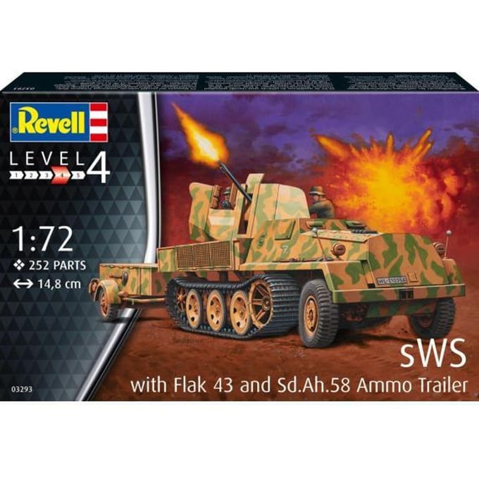 Revell 1/72 sWs with 3.7cm Flak 43 & Ammunition Trailer Modelbouw Militair