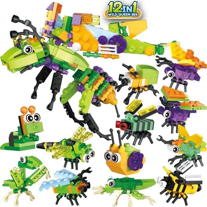 Ensemble Figurine Animal Joyeux Insecte Mini Briques de Construction Jouet Assemblage Constructeur 3D Micro Briques Pour Enfants Garçons Cadeau Jouet W145067WW-