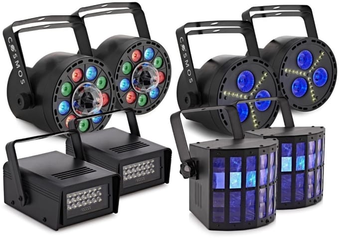Cosmos Strobe, Derby and LED Party Lights Bundle