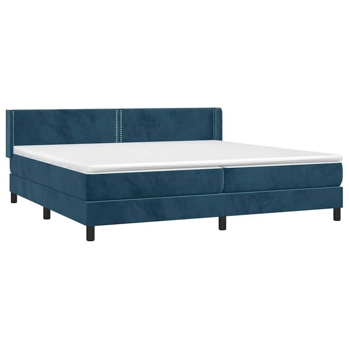 vidaXL - Boxspring - met - matras - fluweel - donkerblauw - 200x200 - cm