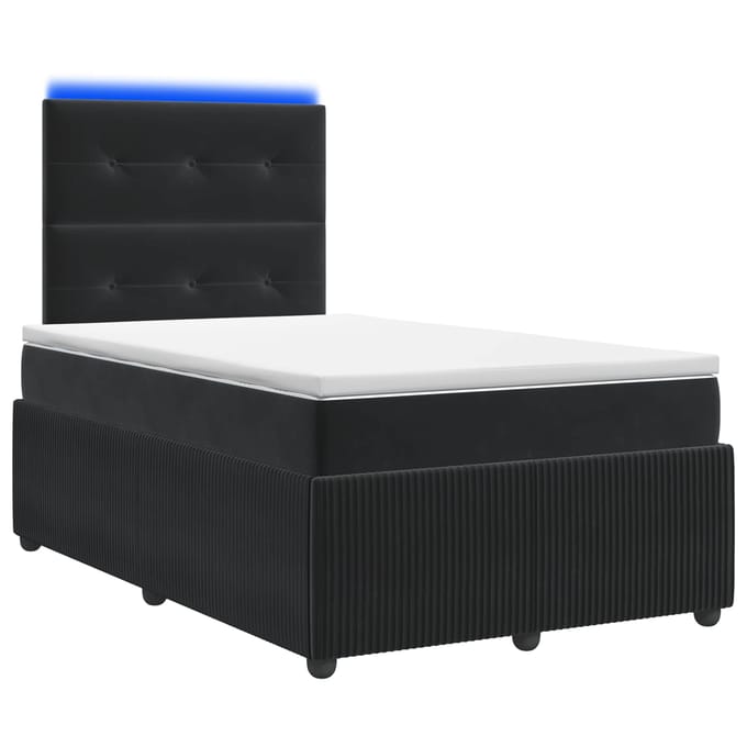 vidaXL - LED - Boxspringbed - met - Matras - Zwart - 120 - x - 200 - cm - Fluweel
