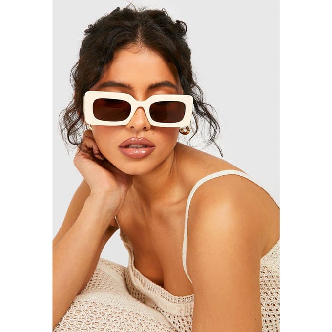 boohoo Dames Creme Retro Zonnebril | Cream