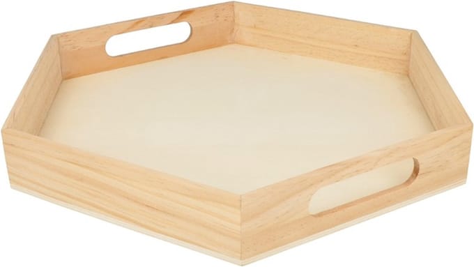 Zeshoekige houten dienblad 34 cm - Artemio
