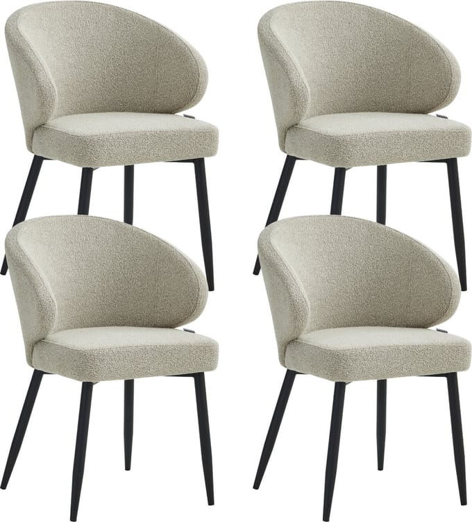 Colenis® - Ruby Eetkamerstoel - Set Van 4 – Beige – Bouclé - Design