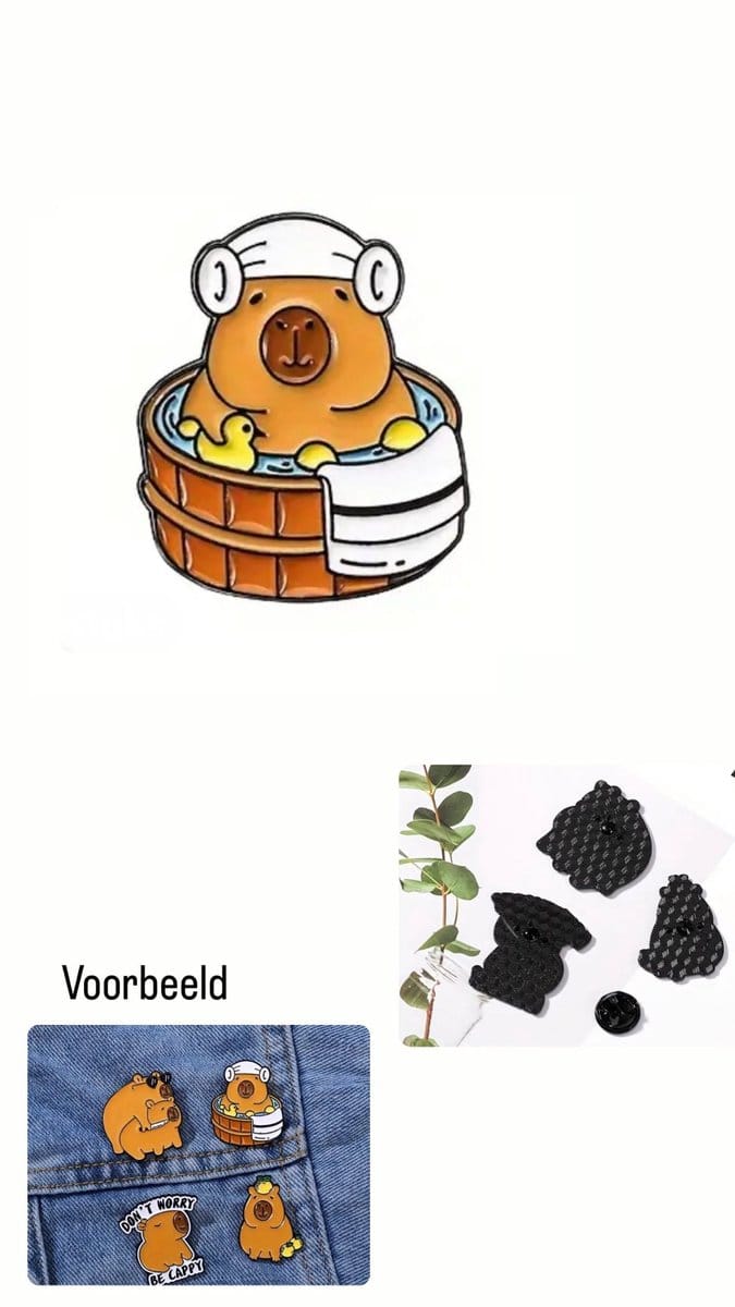 Akyol Capybara badge – Schattig Knaagdier - Accessoire – Capybara Cadeau - capybara sleutelhanger - knaagdier - pin - broche