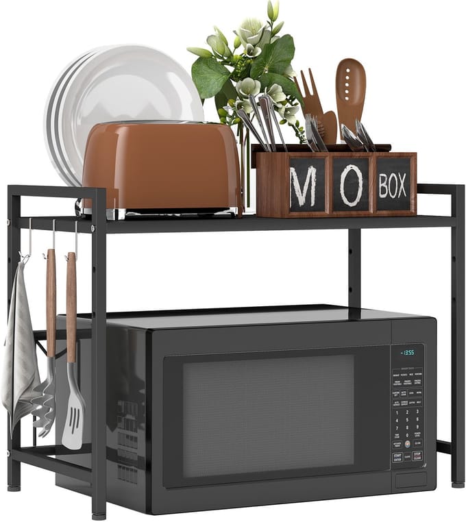 HOMCOM Kitchen Storage Shelf-Metall-39,5-64L x 32B x 47,5H cm-Schwarz