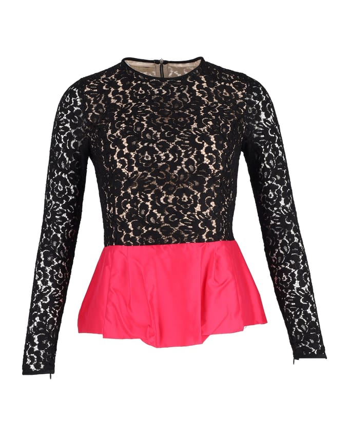 Michael Kors Collection Peplum Top in zwarte viscose kant