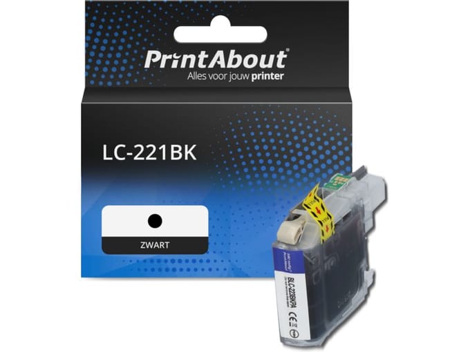 PrintAbout huismerk Inktcartridge LC-221BK Zwart Geschikt voor Brother