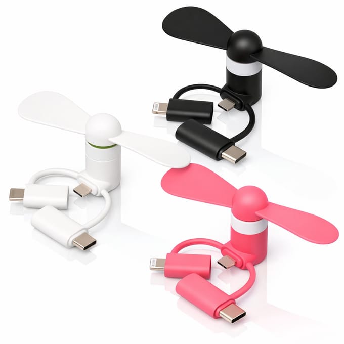 Twenty4seven® Mini Ventilator voor Telefoon 3 Stuks - USB Fan voor Smartphone - Handventilator & Waaier Handwaaier - Geschikt voor USB-C, Micro-USB & Lightning